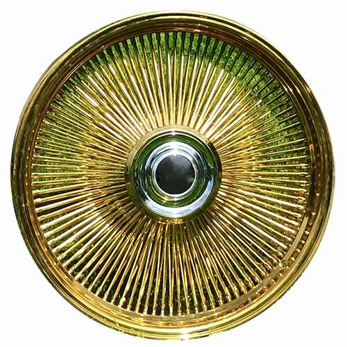 20X9/10 inch chrome + gold wire wheel rim