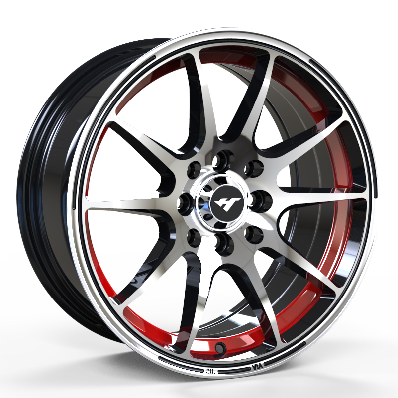 13X6.0 inch Black /red /machine face wheel rim